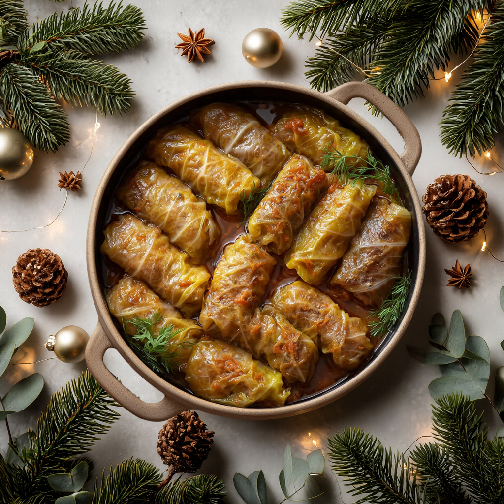 Sarmale de porc și vită în foi de varză