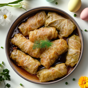 Sarmale de porc și vită în foi de varză